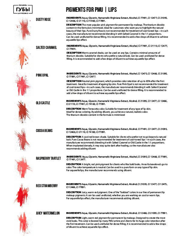 Brovi Pigmenti kolekcija usne