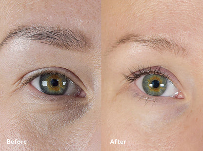 Model s naglašenim trepavicama nakon Xlash Sensitive njege