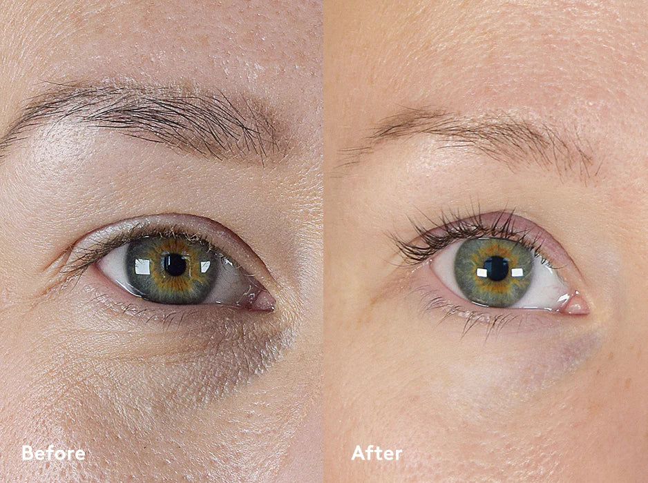 Model s naglašenim trepavicama nakon Xlash Sensitive njege